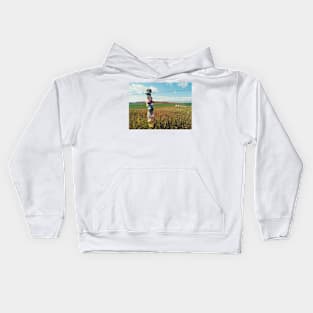 Agriculture farmland in Canadian prairie, Alberta, Canada. Kids Hoodie